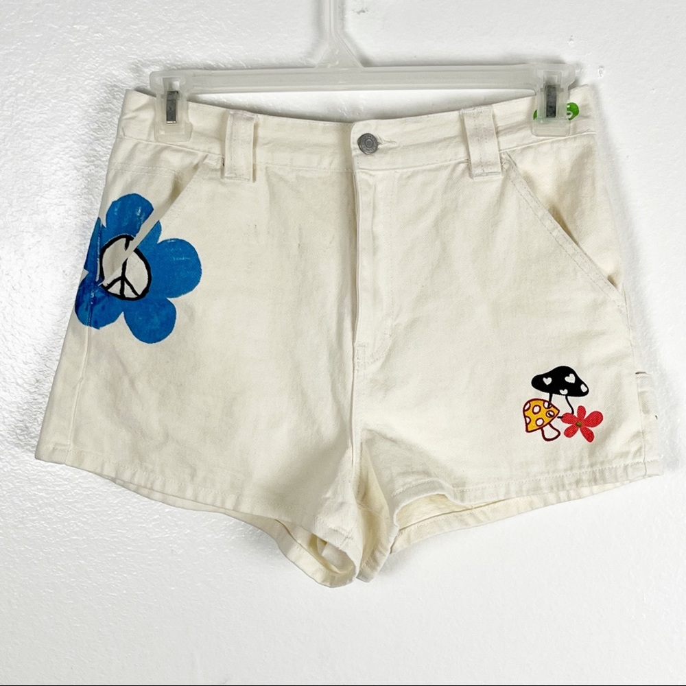 PACSUN 100% Cotton Mushroom Graphic High Rise Carpenter Shorts, Size 29 Summer